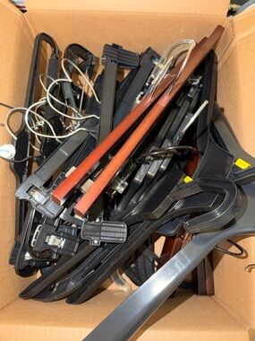 Mixed Black Plastic and Wood Clothing Hangers - Bulk Lot